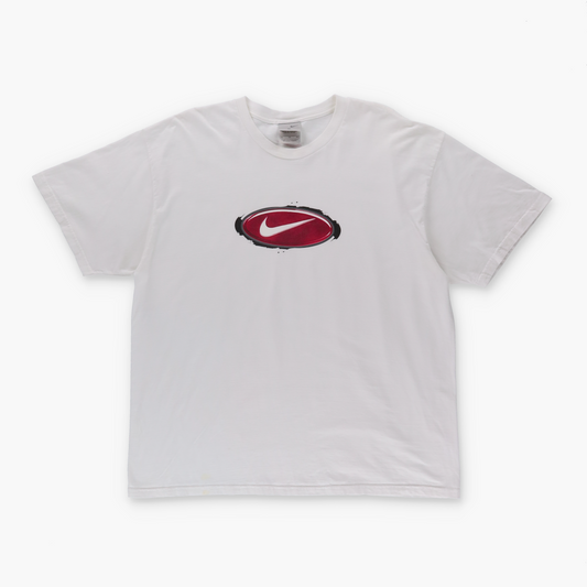NIKE Y2K Centre Swoosh Red Oval Logo White Tee (XL)