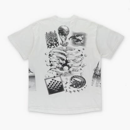 1991 MC ESCHER Sketches Drawing USA Made Black & White Art Tee (S-M)