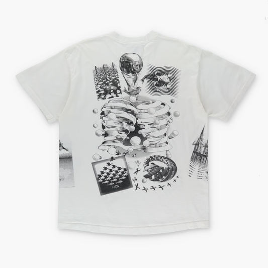 1991 MC ESCHER Sketches Drawing USA Made Black & White Art Tee (S-M)