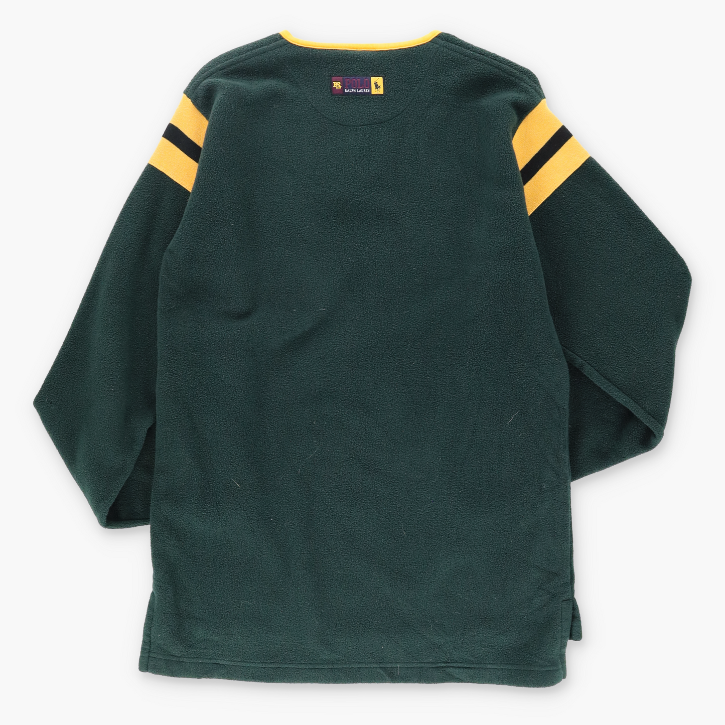 RALPH LAUREN POLO Green & Gold Henley Fleece Sweatshirt (S) - Vintage Sole Melbourne