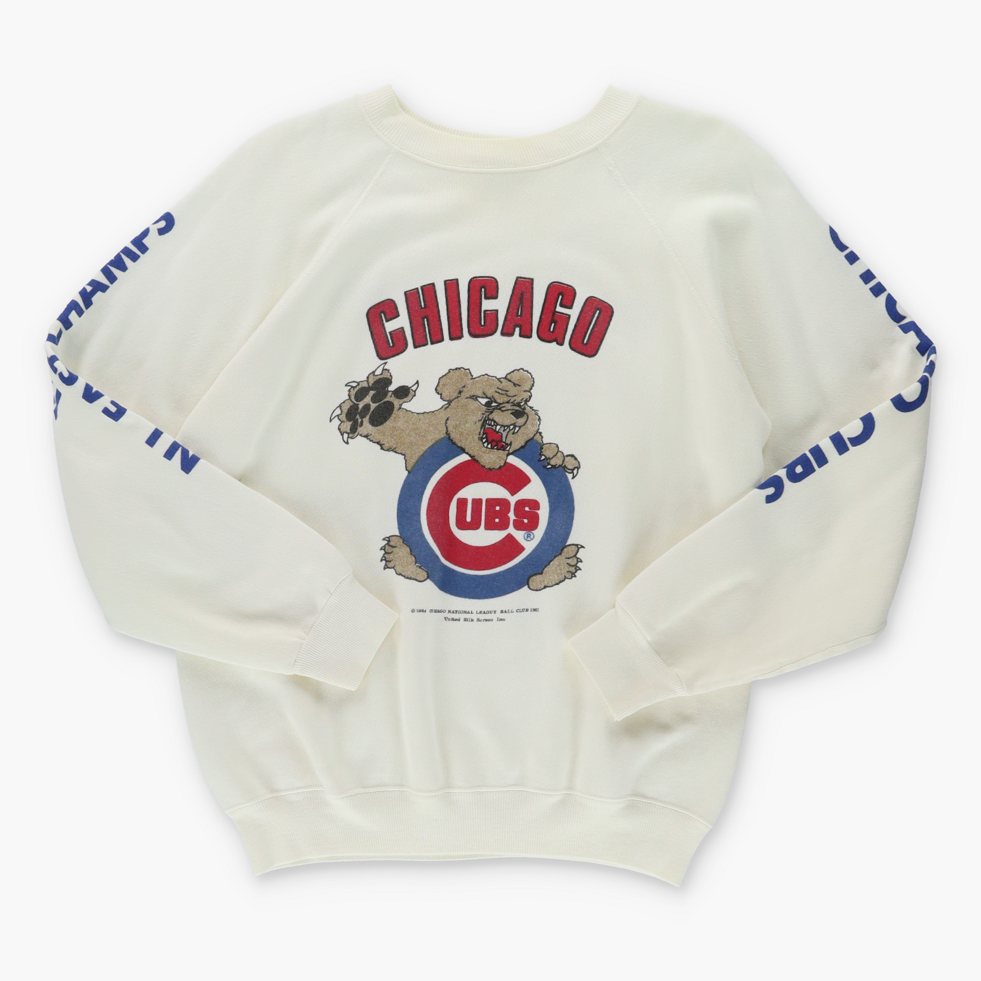 1984 CHICAGO CUBS Pro Sport MBL Baseball White 50/50 Sweatshirt (S-M) - Vintage Sole Melbourne