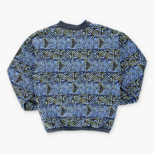 QUIKSILVER All Over Logo Print Blue & Black Surf Sweatshirt (L-XL) - Vintage Sole Melbourne