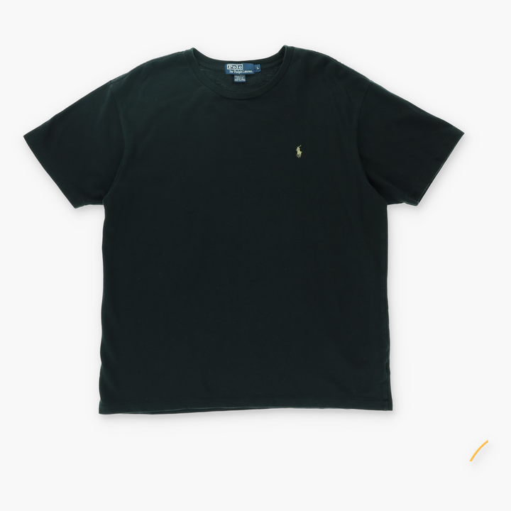 RALPH LAUREN POLO Black Embroidered Logo Waffle Tee (L)