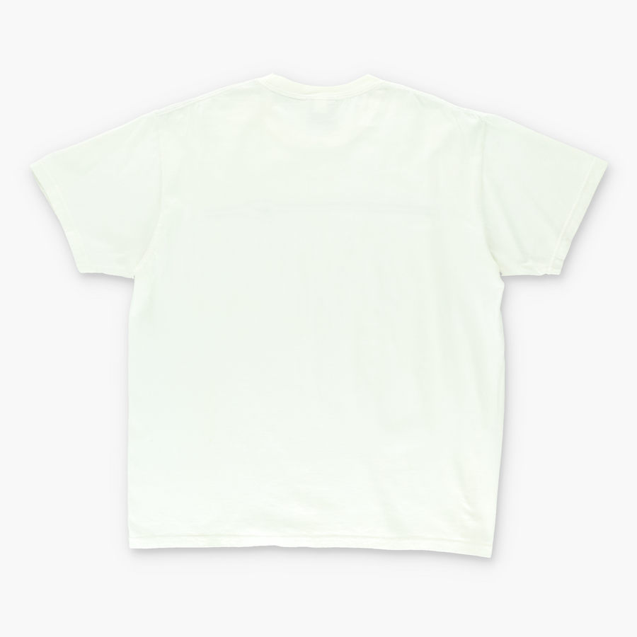 NIKE Embroidered Swoosh White & Grey Stripe Logo Tee (L)