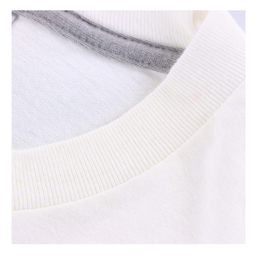 NIKE Embroidered Swoosh White & Grey Stripe Logo Tee (L)