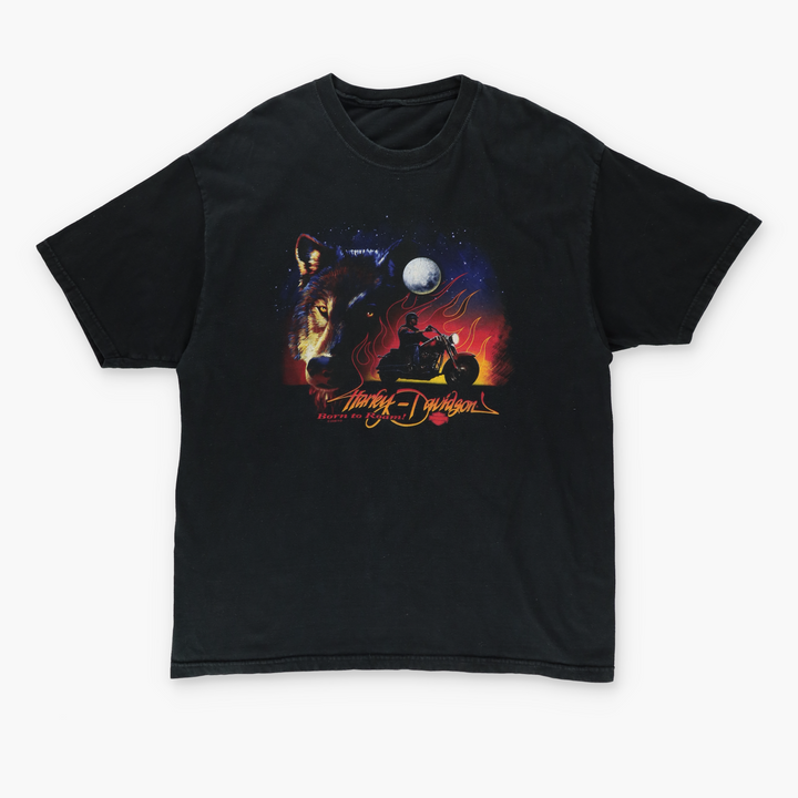 HARLEY DAVIDSON "Born to Roam" Wolf Flame Graphic Motorcycle Tee (XL-XXL)
