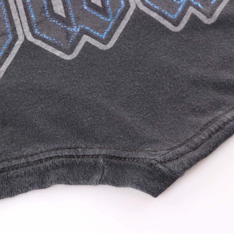 ELITE MMA Metallic Blue Cross & Skulls Y2K Style Tee (2XL)