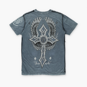 RAW STATE Y2K "Redemption" Thick-Stitching Detail Cross Tee (M)
