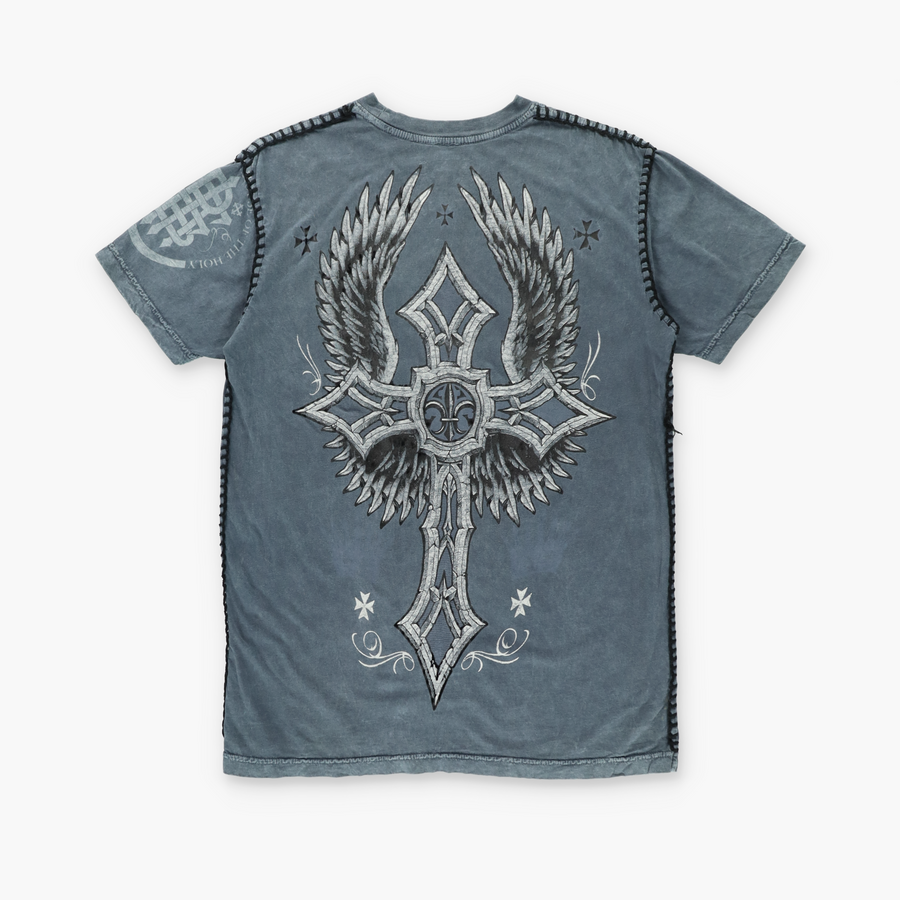 RAW STATE Y2K "Redemption" Thick-Stitching Detail Cross Tee (M)