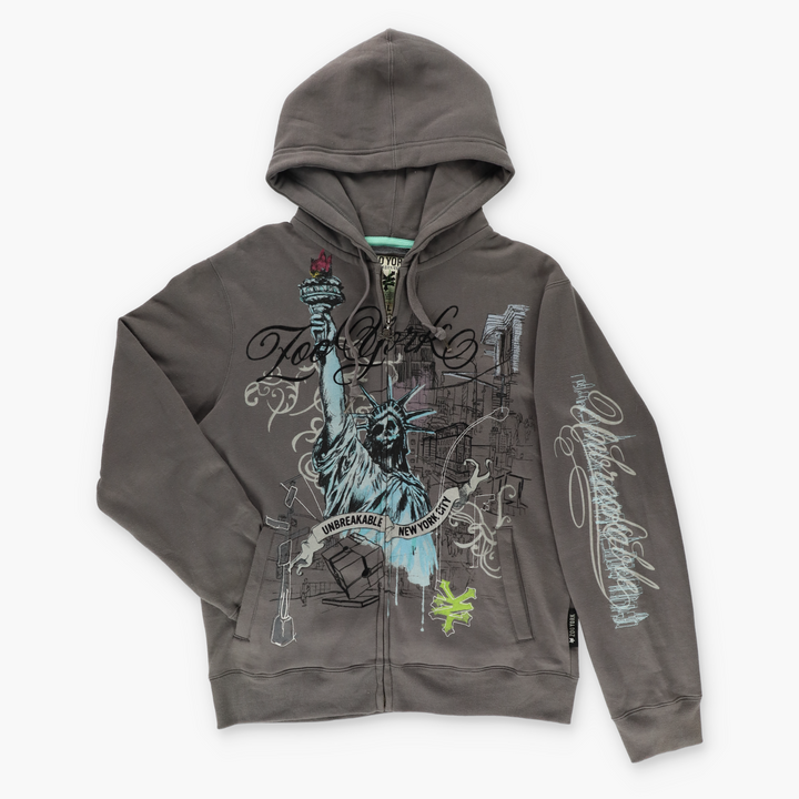 ZOO YORK "Unbreakable New York City" Grey Hoodie Sweatshirt (XL)