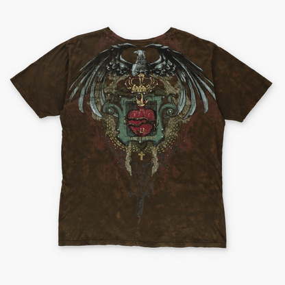 MONARCHY Los Angeles Y2K "Sanctus Deus" Brown Tie Dye Tee (L-XL)