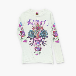 ED HARDY "True To My Love" Christian Audigier Long Sleeve Tee (Women's XS-S)