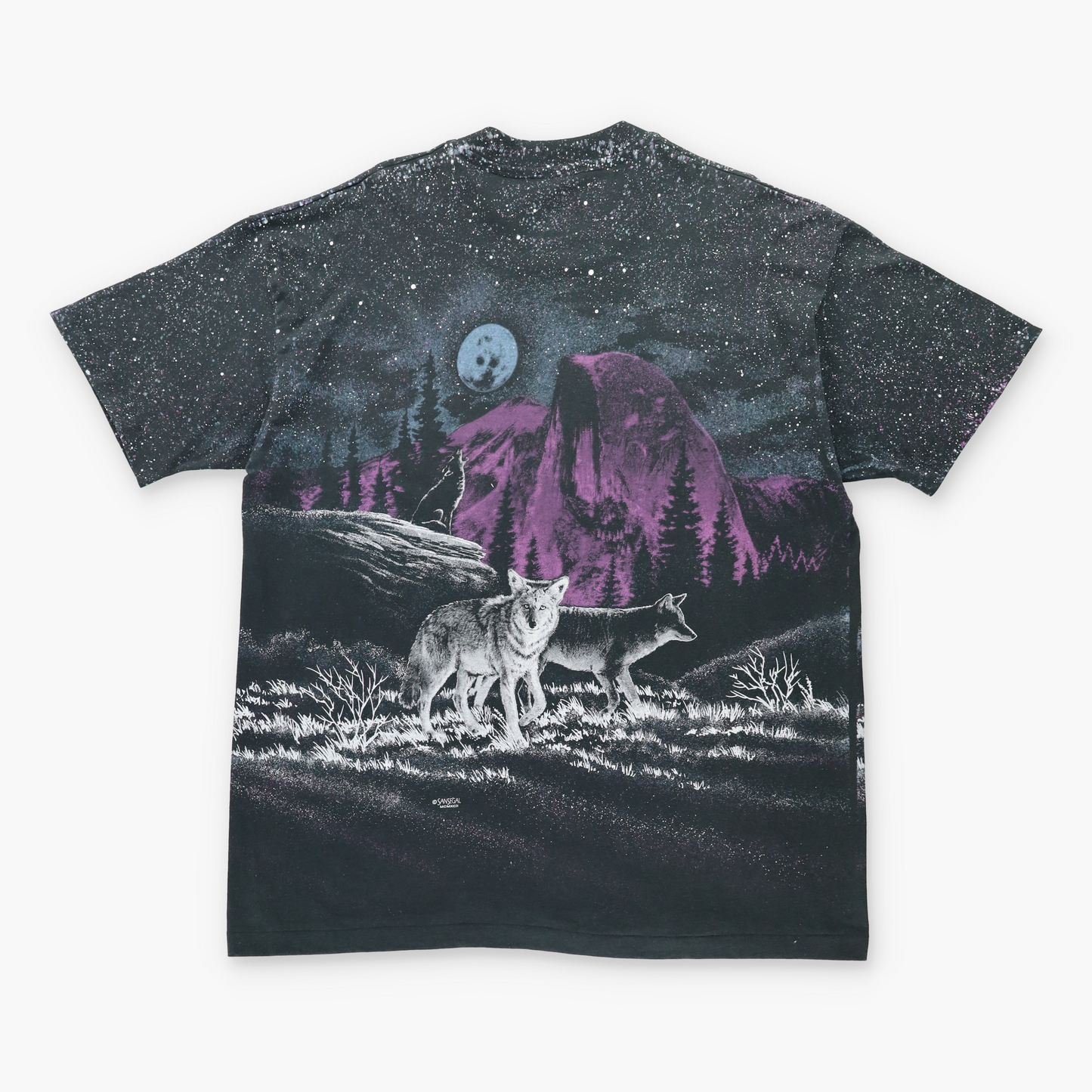 Vintage 'Yosemite' Wolf Mountain Starry Night All Over Print T-Shirt (XXL) Vintage Sole Melbourne
