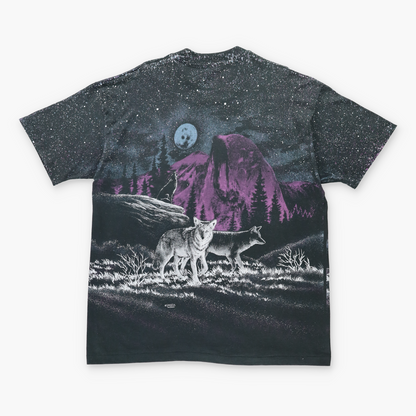 Vintage 'Yosemite' Wolf Mountain Starry Night All Over Print T-Shirt (XXL) Vintage Sole Melbourne