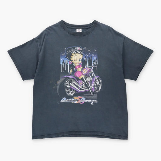 Vintage BETTY BOOP Y2K City Police Chopper Cartoon T-Shirt (XL)