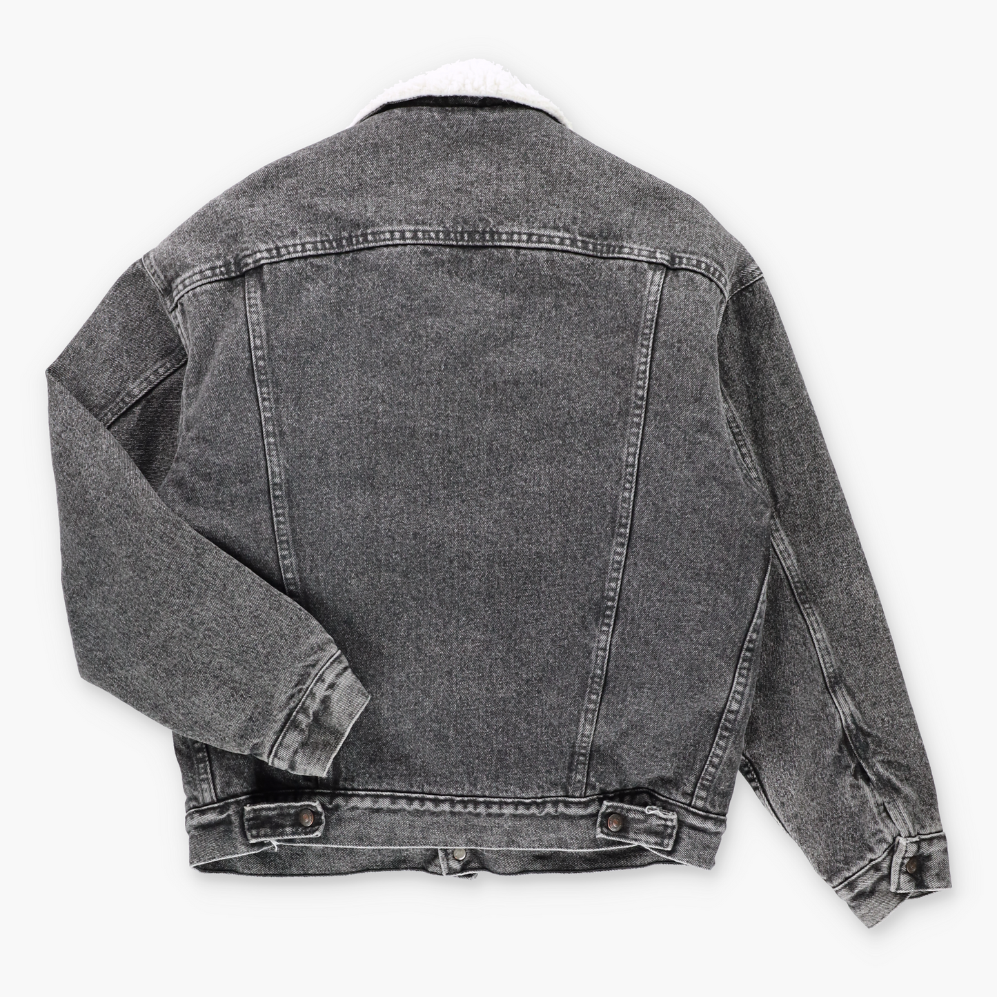 Vintage LEVI'S Sherpa Lined Faded Black Denim Trucker Jacket USA Made (M) Vintage Sole Melbourne