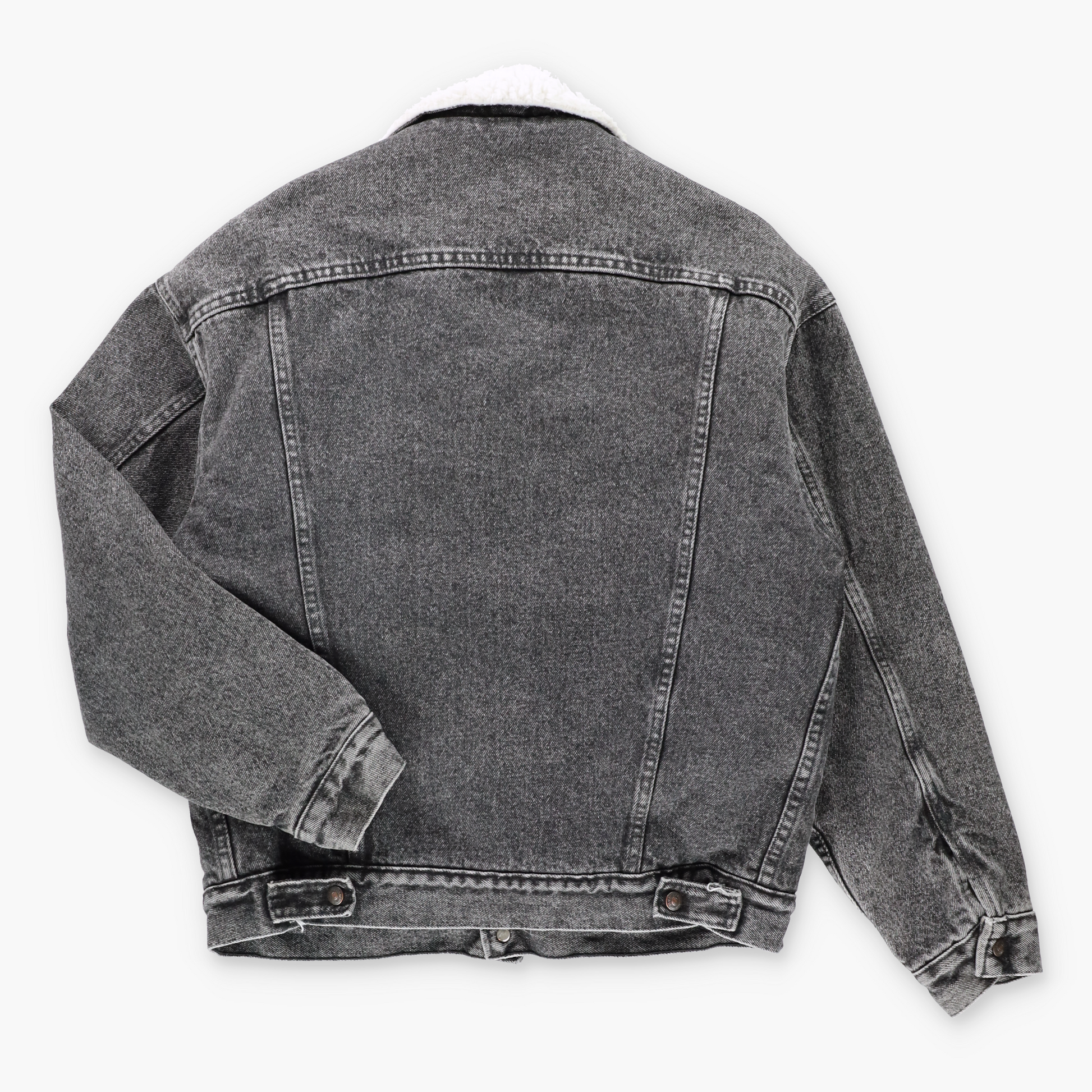 Vintage LEVI'S Sherpa Lined Faded Black Denim Trucker Jacket USA Made (M) Vintage Sole Melbourne