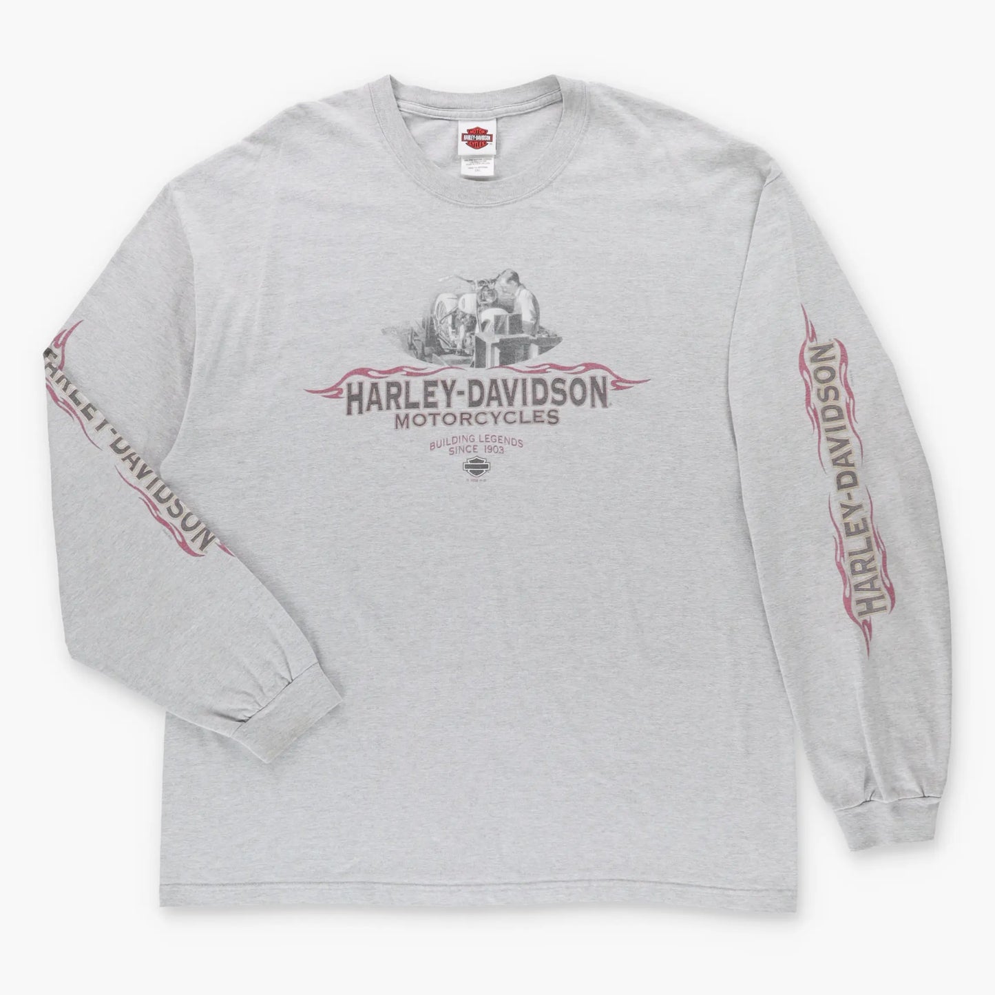 HARLEY DAVIDSON "Legendary Motorcycles" Adams Center New York Grey Long Sleeve Tee USA Made (XXL TALL)