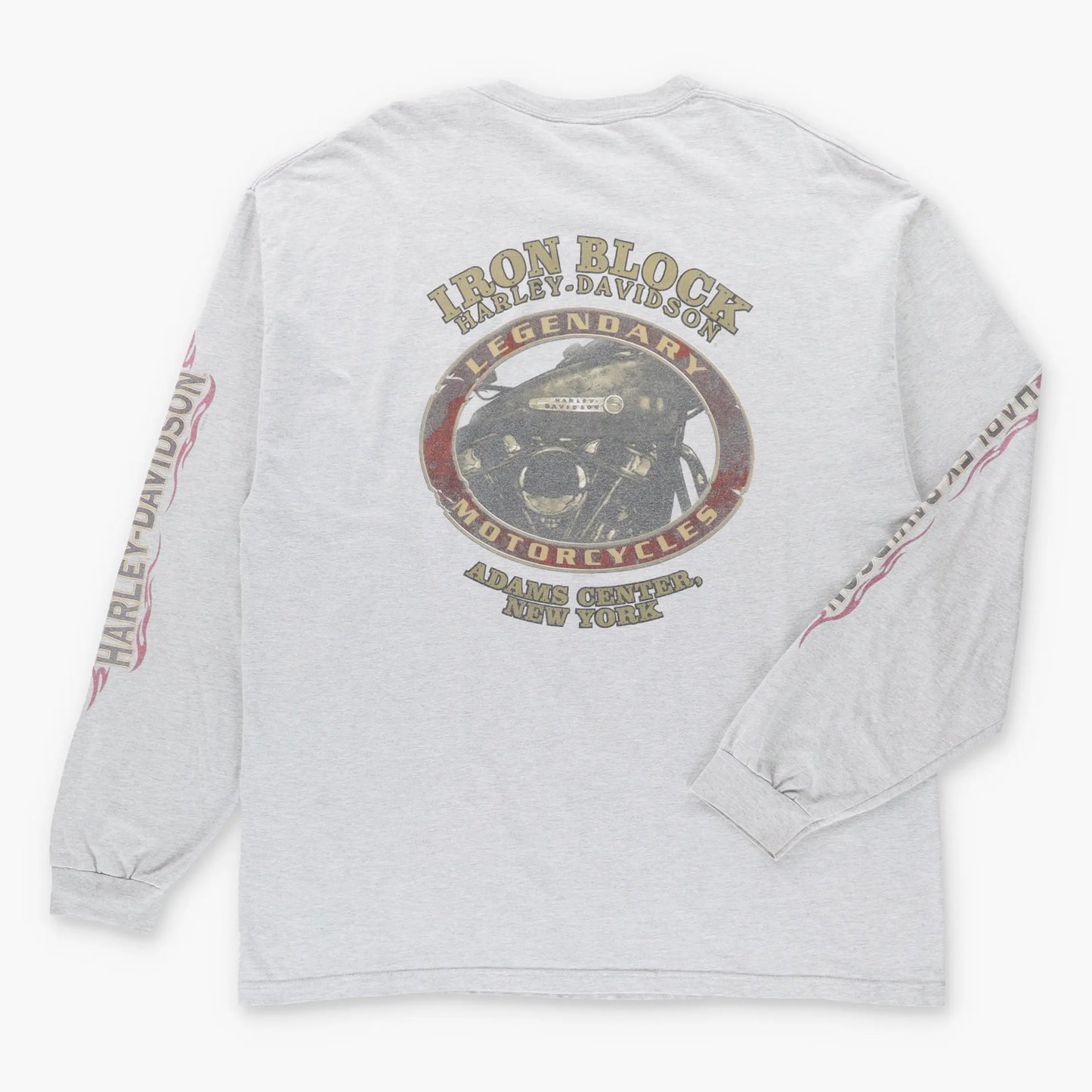 HARLEY DAVIDSON "Legendary Motorcycles" Adams Center New York Grey Long Sleeve Tee USA Made (XXL TALL)