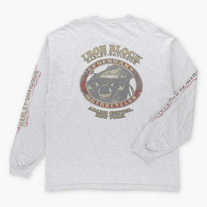 HARLEY DAVIDSON "Legendary Motorcycles" Adams Center New York Grey Long Sleeve Tee USA Made (XXL TALL)