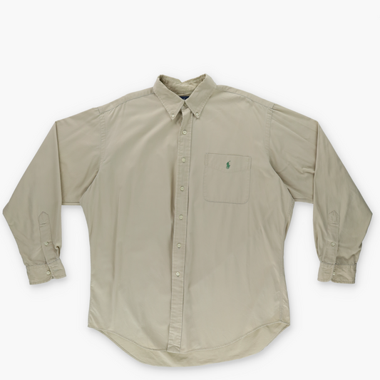 RALPH LAUREN 'Blake' Single Pocket Tan Button Up Long Sleeve Shirt (L)