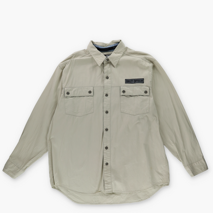 HARLEY DAVIDSON Embroidered Eagle Wing Button Detail Long Sleeve Shirt (XL)