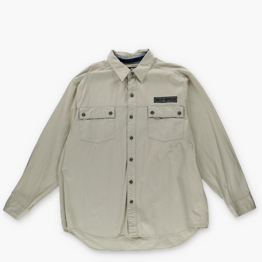 HARLEY DAVIDSON Embroidered Eagle Wing Button Detail Long Sleeve Shirt (XL)
