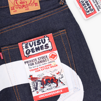 EVISU Big Logo White & Red Print New With Tag Dark Wash Jeans (36)