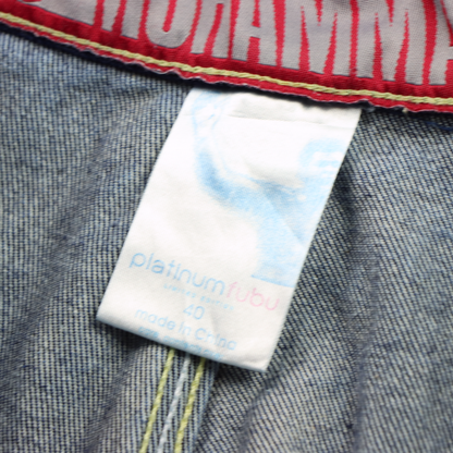 PLATINUM FUBU X MUHAMMAD ALI Embroidered Boxing Dark Wash Jeans (40)