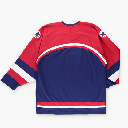 NIKE TEAM USA Olympic Korean Made Red & Navy Hockey Jersey (L)