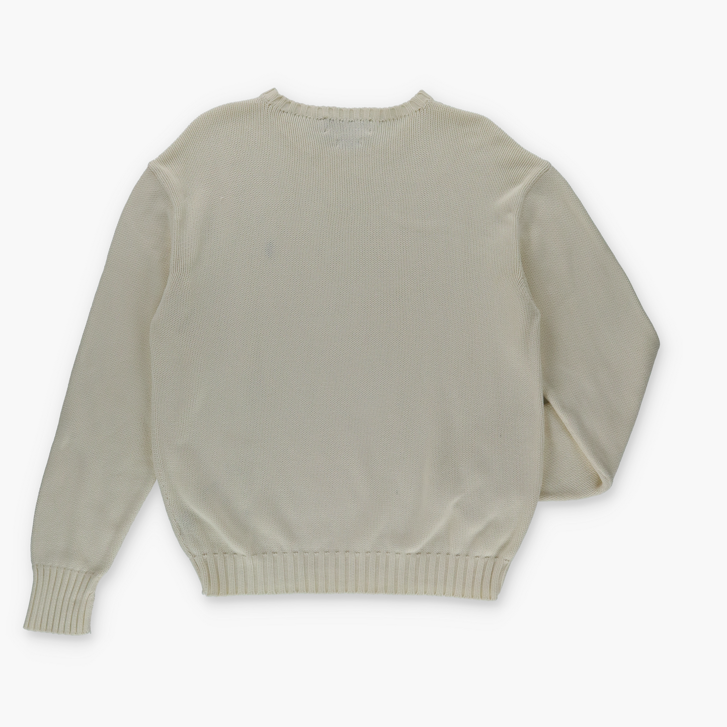 RALPH LAUREN POLO Embroidered Logo Cream & Navy Knit Sweatshirt (L)