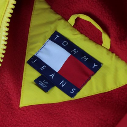 TOMMY HILFIGER Colour Blocked Logo Yellow & Navy Pullover Windbreaker Jacket (L)