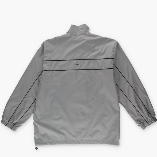 NIKE Small Embroidered Swoosh Grey Black Detailing Zip-Up Windbreaker Jacket (XXL)