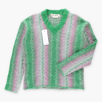 Vintage MARNI Pink & Green Mohair Stripe Italian Made Sweater With Original Tag (L) ***COCO Vintage Sole Melbourne