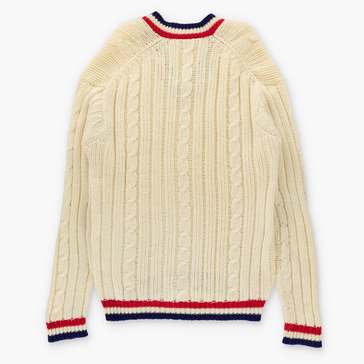 Vintage BULLOCK & JONES Italian Made Cream Wool Cable Knit V-Neck Sweater (L TALL) ***COCO Vintage Sole Melbourne
