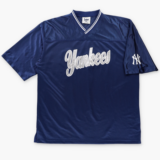 New York Yankees LEE SPORT Blue & Silver Embroidered Logo Patch Baseball Jersey (XL-XXL)