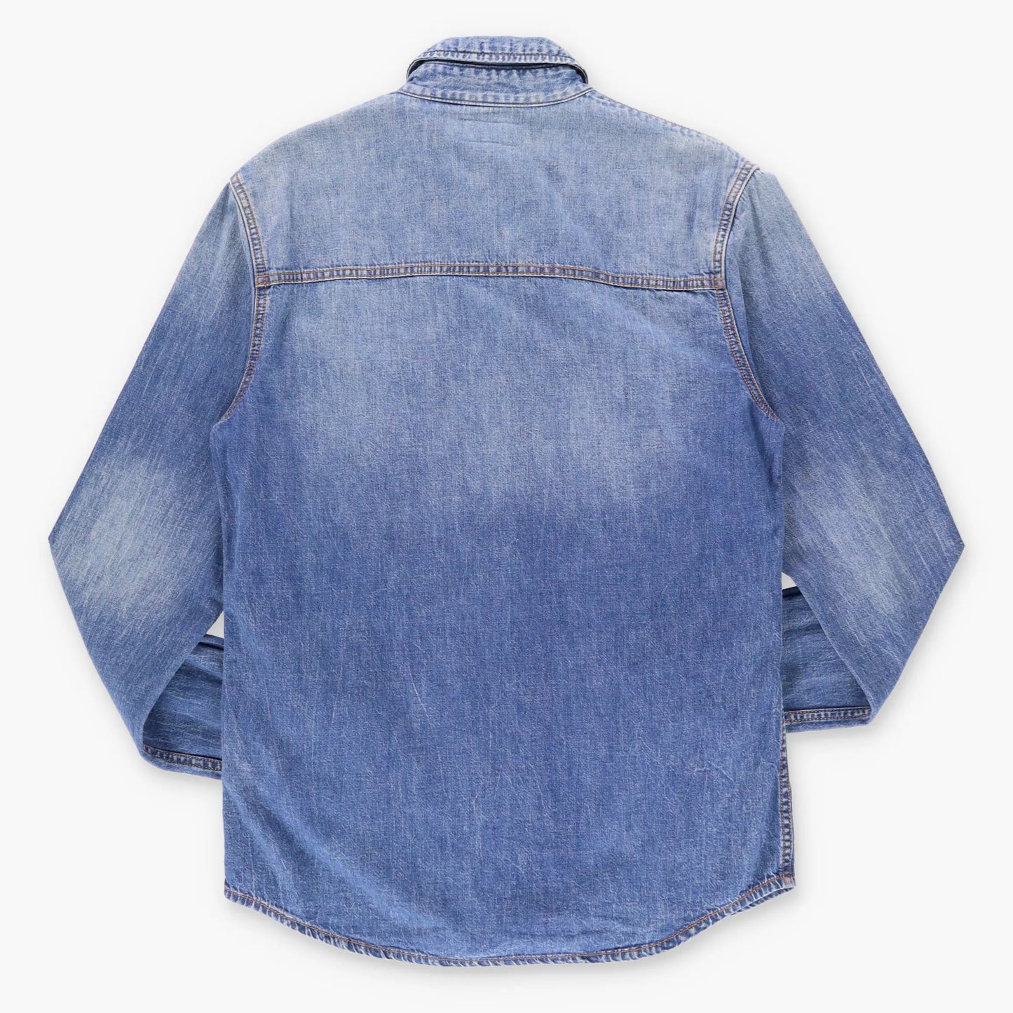 TRUE RELIGION Embroidered Denim Long Sleeve Button-Up Shirt (S-M) - Vintage Sole Melbourne