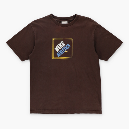 NIKE Athletics Square Logo Brown T-Shirt Canada Made Tee (S) - Vintage Sole Melbourne