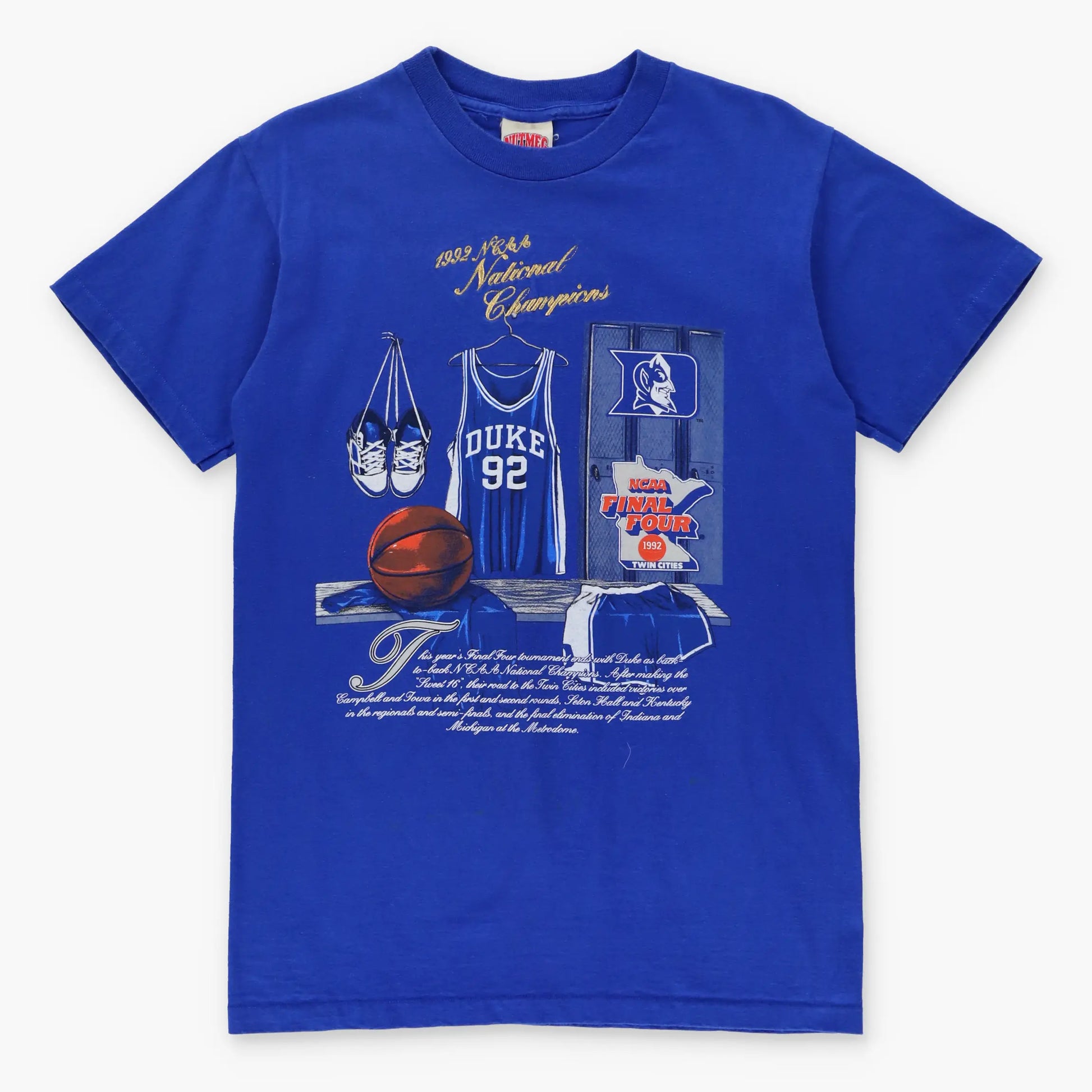 Vintage 1992 Duke Devils Basketball Gold Embroidered USA Made Tee (M) - Vintage Sole Melbourne