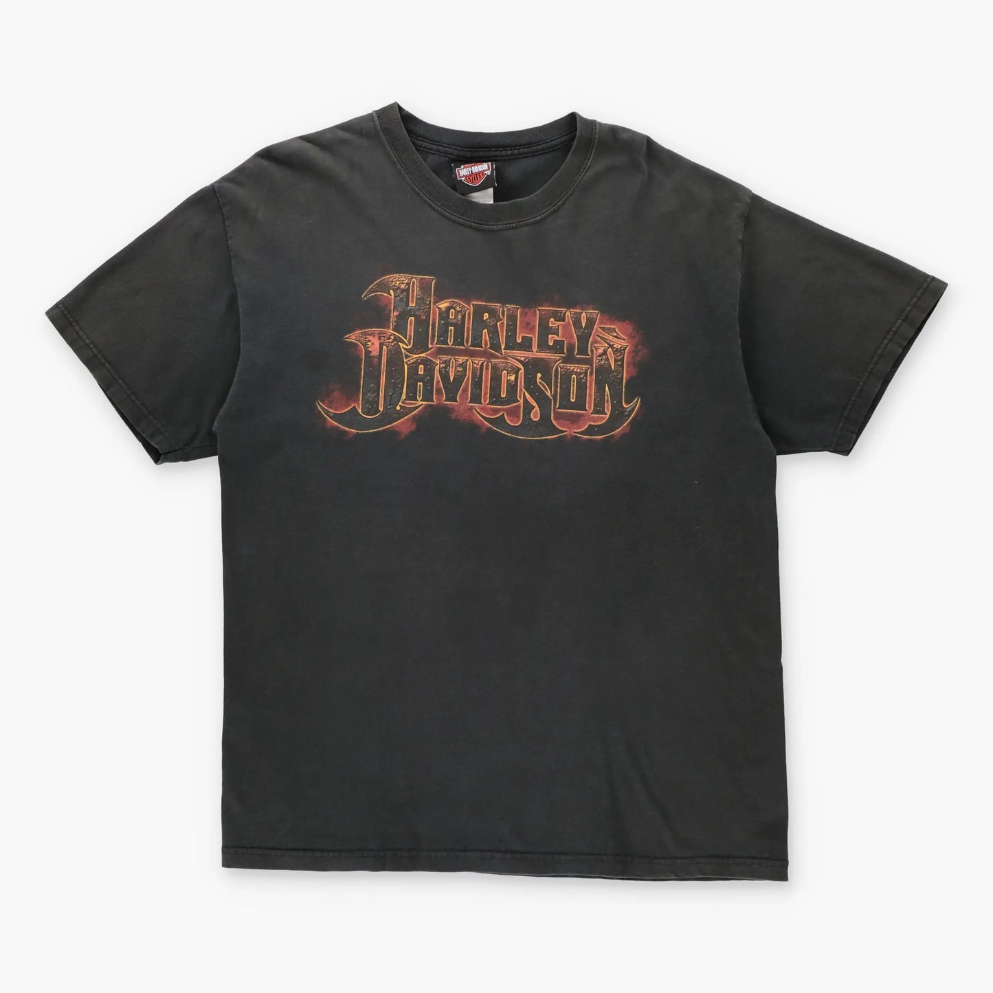 HARLEY DAVIDSON Rust Metal Logo 'Starved Rock' USA Made T-Shirt (M-L) - Vintage Sole Melbourne