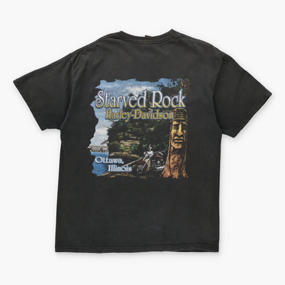 HARLEY DAVIDSON Rust Metal Logo 'Starved Rock' USA Made T-Shirt (M-L) - Vintage Sole Melbourne