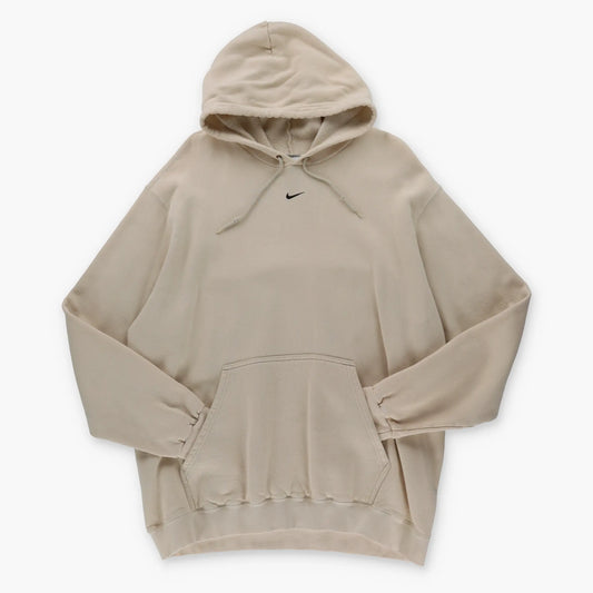 Vintage NIKE Travis Scott Embroidered Centre Swoosh Logo Beige Hoodie (XL)