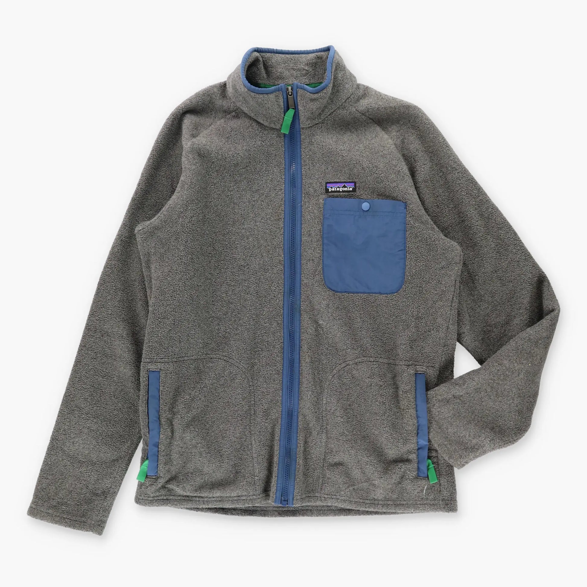 PATAGONIA  Zip Up Pocket Grey & Blue Fleece Jacket (M) Vintage Sole Melbourne