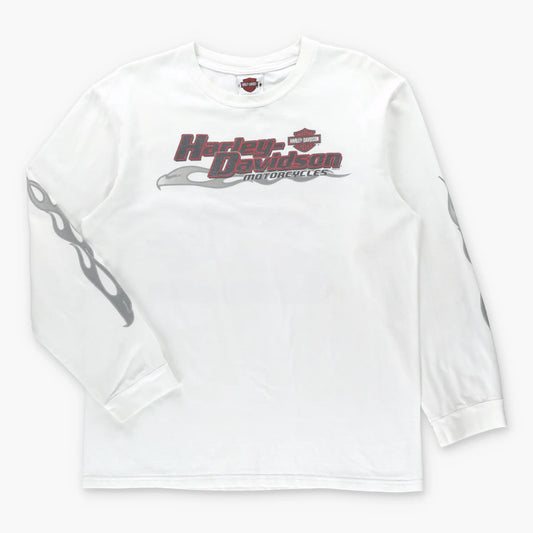 HARLEY DAVIDSON Washington DC Flame Graphic Long Sleeve T-Shirt (L) ***COCO Vintage Sole Melbourne