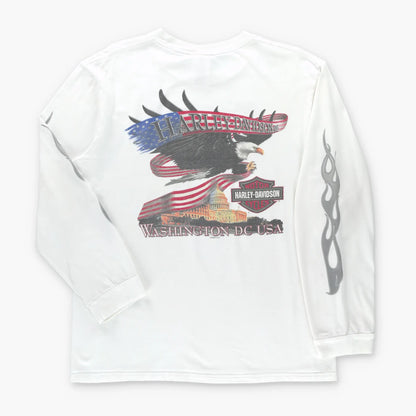 HARLEY DAVIDSON Washington DC Flame Graphic Long Sleeve T-Shirt (L) ***COCO Vintage Sole Melbourne