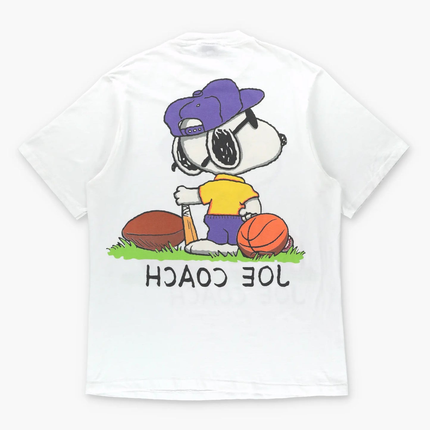 Snoopy Double Sided "Joe Coach" White Single Stitch Joe Cool T-Shirt USA Made (XXL) ***COCO Vintage Sole Melbourne