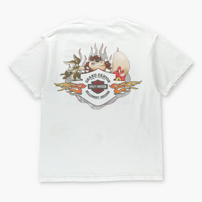 HARLEY DAVIDSON x LOONEY TUNES Taz & Grand Canyon Double Sided USA Made Tee (M-L) ***COCO Vintage Sole Melbourne