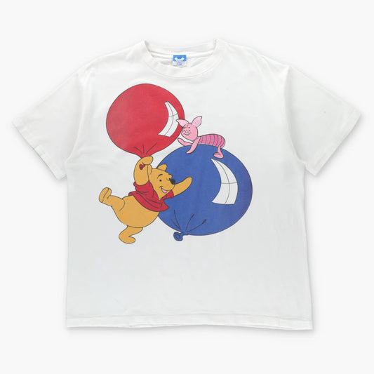 DISNEY Winnie The Pooh & Piglet Balloon Graphic Single Stitch White Tee USA Made (XL) ***COCO Vintage Sole Melbourne