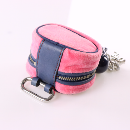 JUICY COUTURE Embroidered Pink & Navy Small Velour Jewellery Box Charm Pouch