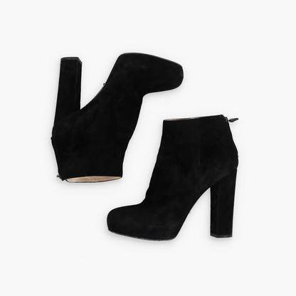PRADA Black Suede Back-Zip Ankle Bootie Block Heels (8)